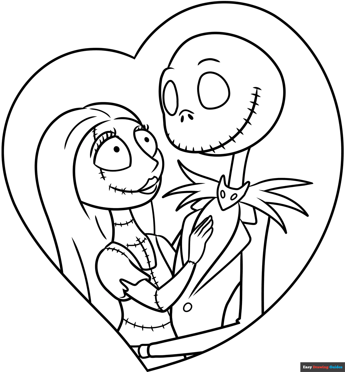 jack and sally from nightmare before christmas coloring page